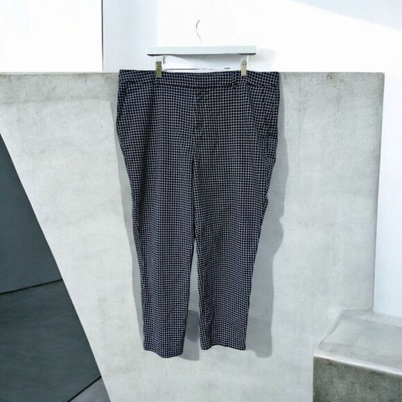 Old Navy Harper Pants Cropped Mid-Rise Black White Checkered Plaid Size 18 TALL - Picture 1 of 8